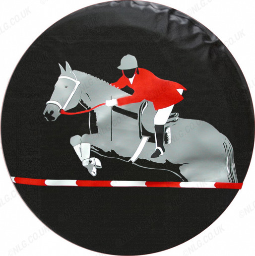 Horse Rider Red Grey And White Soft Wheel Cover All Sizes