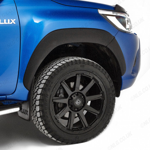 Toyota Hilux double cab wheel arch kit with Hawke Dakar alloy wheels