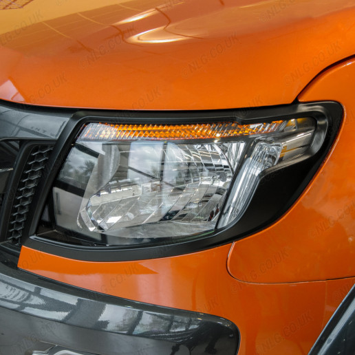 Black Pair Of Head Lamp Surrounds for Ford Ranger Mk5 2012-2016
