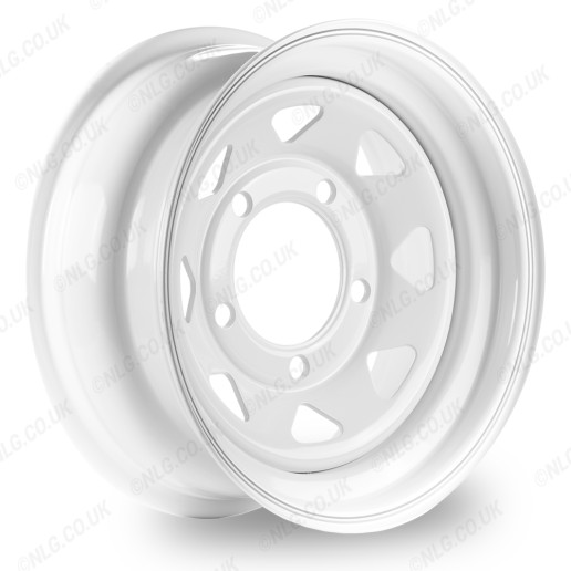 16x7 Range Rover White 8-Spoke Steel Wheel 5x165 ET+8