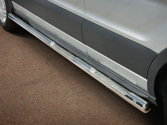 76mm Side Bars Stainless Steel For LWB L3 Ford Transit 14 On