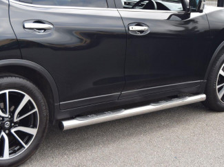 Nissan X-Trail 2014-2017 Stainless Steel Oval Side Bars with Black Treads