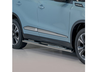 Suzuki Vitara 2019 Side Step Bars With Alloy/Rubber Treads - Polished Stainless Steel Finish