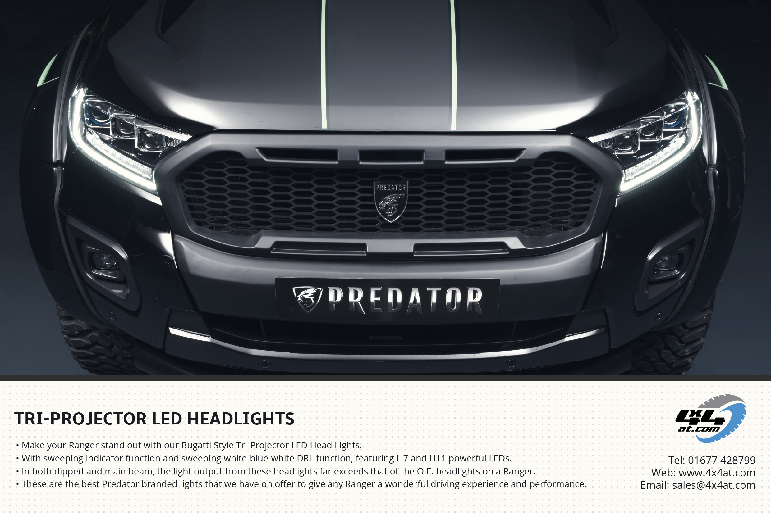 Bugatti Style Headlights Flyer for Ford Ranger