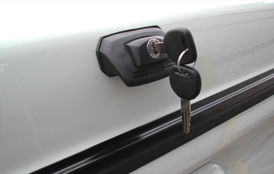 A close up of the secure key locking system