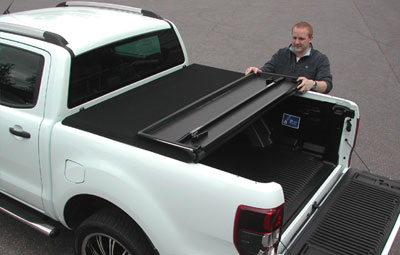 First pre set position of the Tri Folding tonneau cover