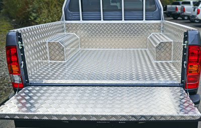 Samson chequer plate liner with angle surrounds that caps it off