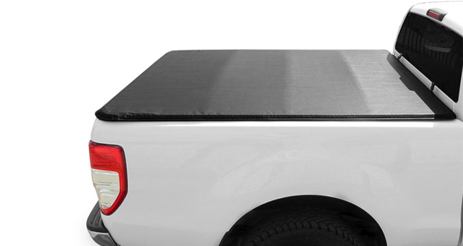Close up side view of a fitted soft hidden snap tonneau cover